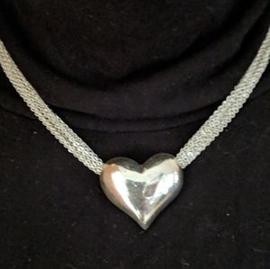 Multi-Strand Puffy Heart Slider Necklace